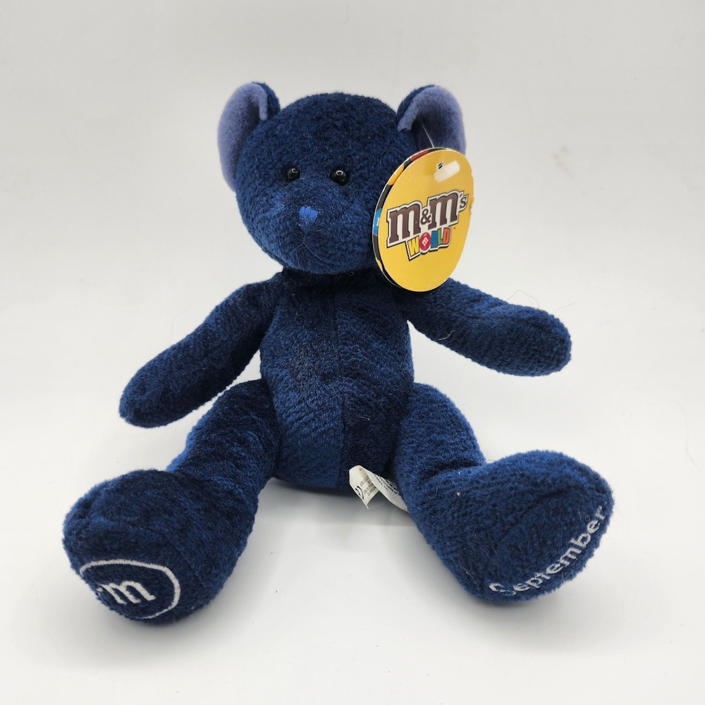 M&M's World September Blue Sapphire Bear Plush 8" Birthstone Y2K Collectible‎
